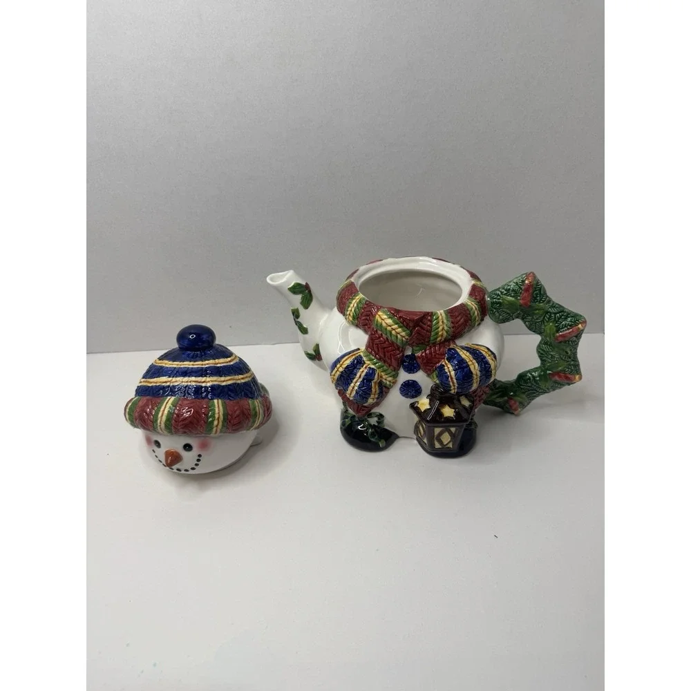 Vintage Snowman Teapot By: World Bazaars Hand Painted Ceramic‎ Tea Pot